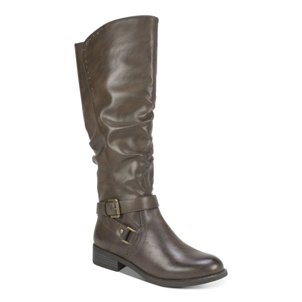 WHITE MOUNTAIN Womens Brown Gore Liona Almond Toe Block Heel Riding Boot 5.5 M